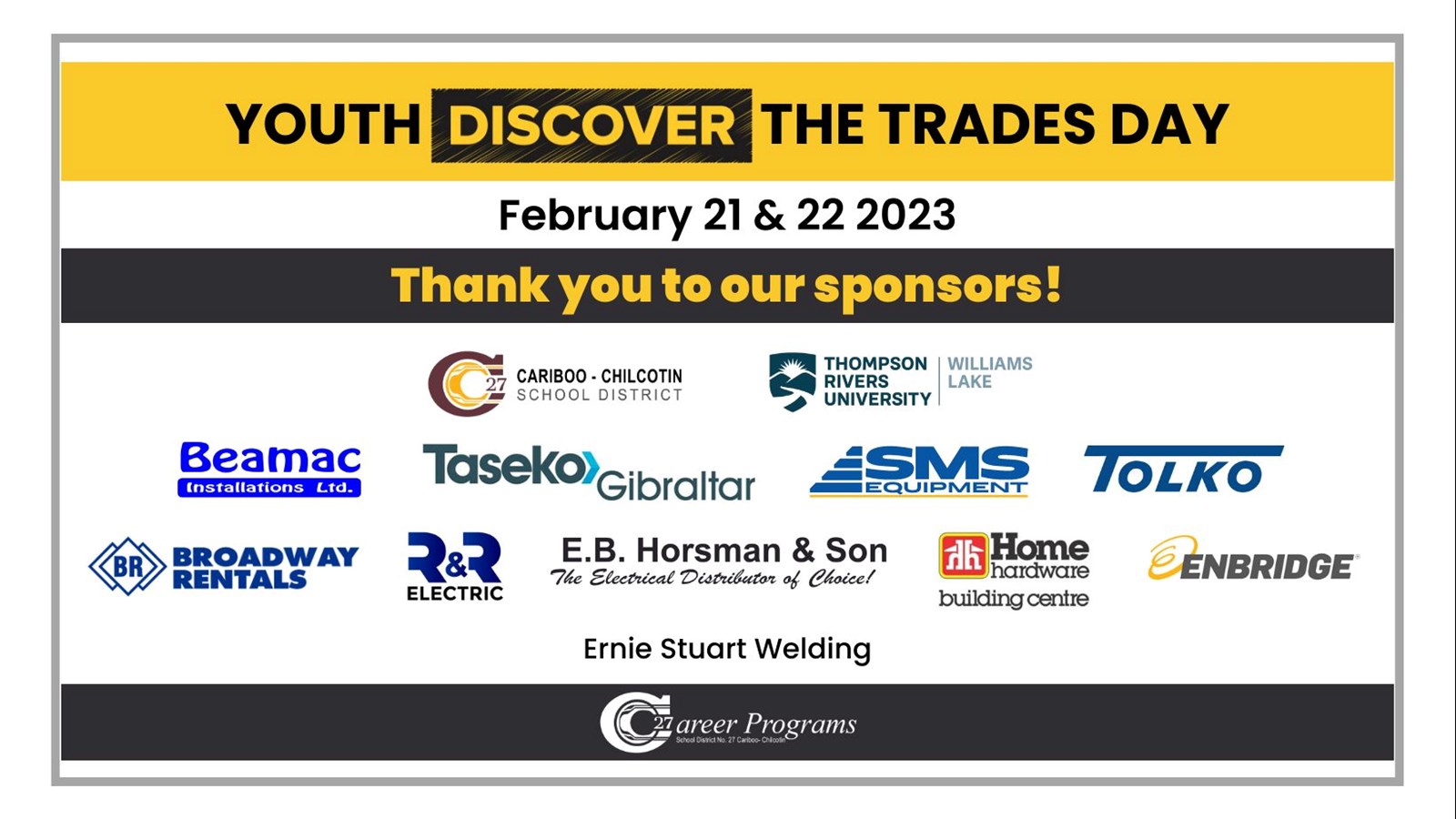 Thank you to our Youth Discover the Trades Day sponsors!